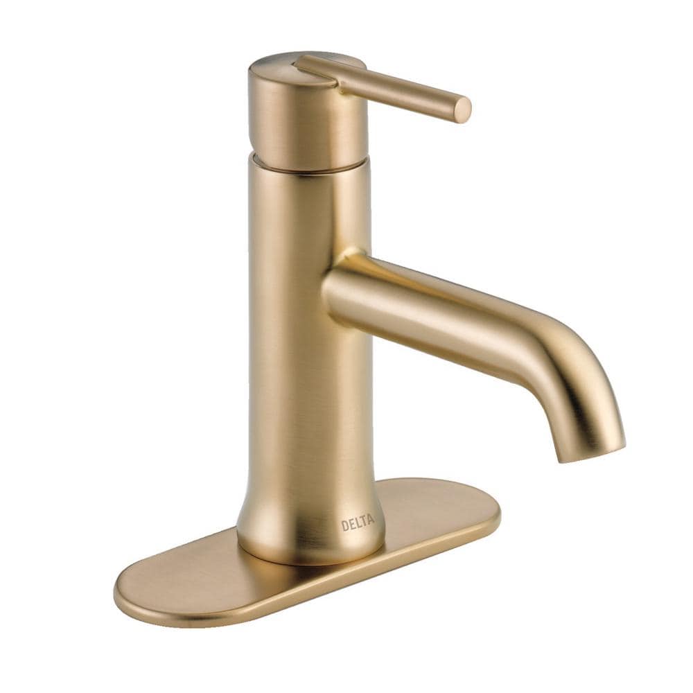 Robinet de lavabo de salle de bain à poignée unique à trou unique Trinsic à montage sur pont, débit standard, pop-up en métal doré