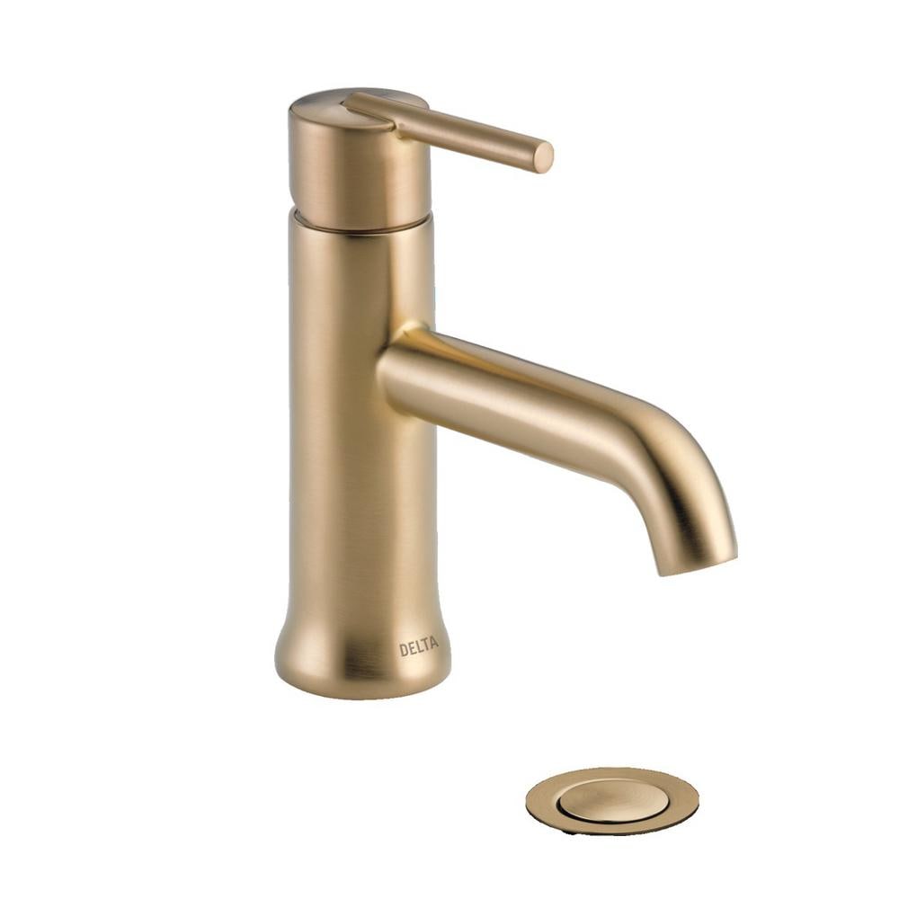 Robinet de lavabo de salle de bain à poignée unique à trou unique Trinsic à montage sur pont, débit standard, pop-up en métal doré