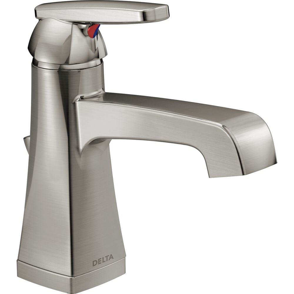 Robinet de lavabo de salle de bain à trou unique Ashlyn à poignée unique et à débit standard, montage sur pont en acier inoxydable