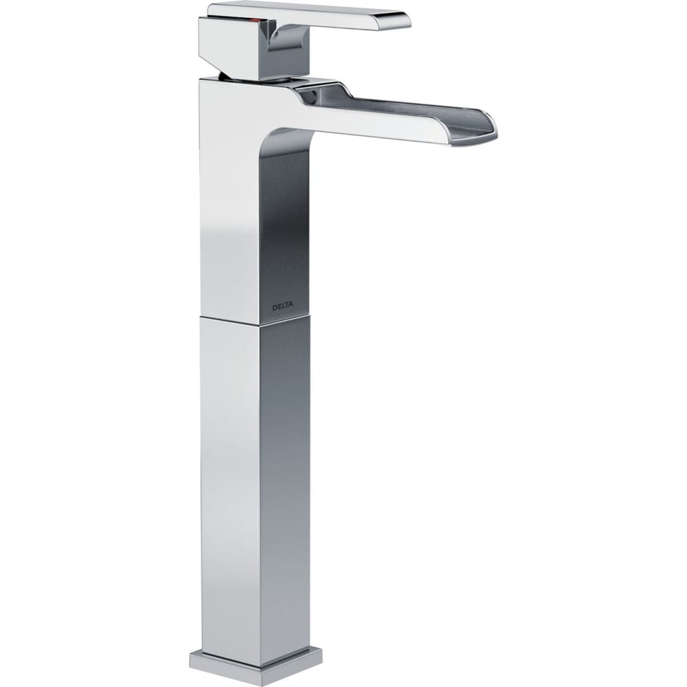 Ara Single Hole Single Handle Lever Bathroom Sink Faucet Deck Mount Channel Spout with Riser in Chrome