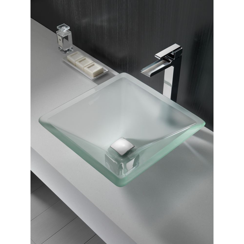Ara Single Hole Single Handle Lever Bathroom Sink Faucet Deck Mount Channel Spout with Riser in Chrome