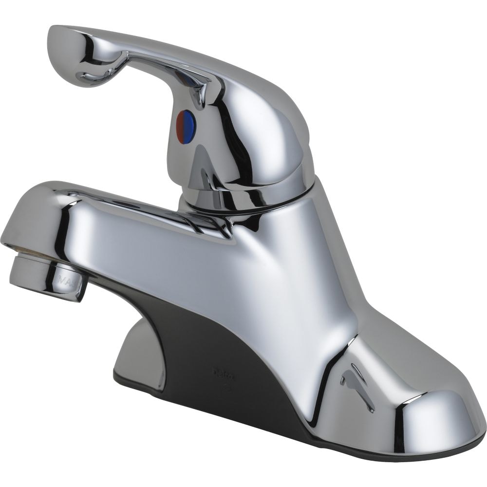 Robinet de lavabo de salle de bain à poignée unique et à faible arc, montage sur pont, débit standard, chrome