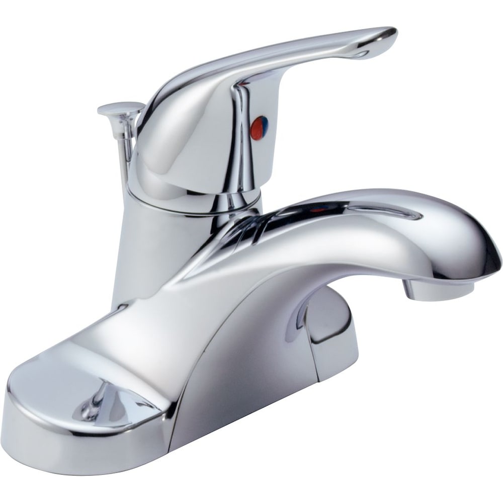 Robinet de lavabo de salle de bain à arc bas à poignée unique, montage sur pont, débit standard, chrome