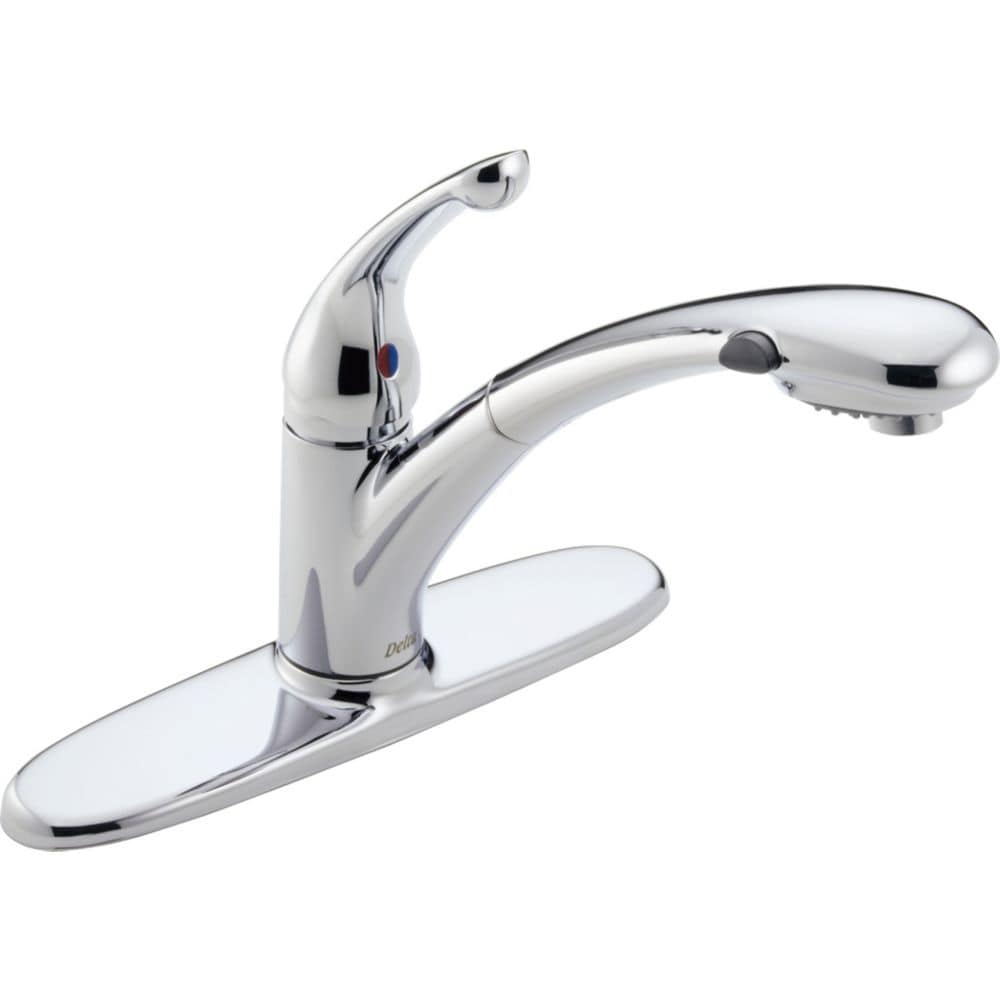 Robinet de cuisine Signature à poignée unique avec pulvérisateur extractible et économie d'eau en chrome