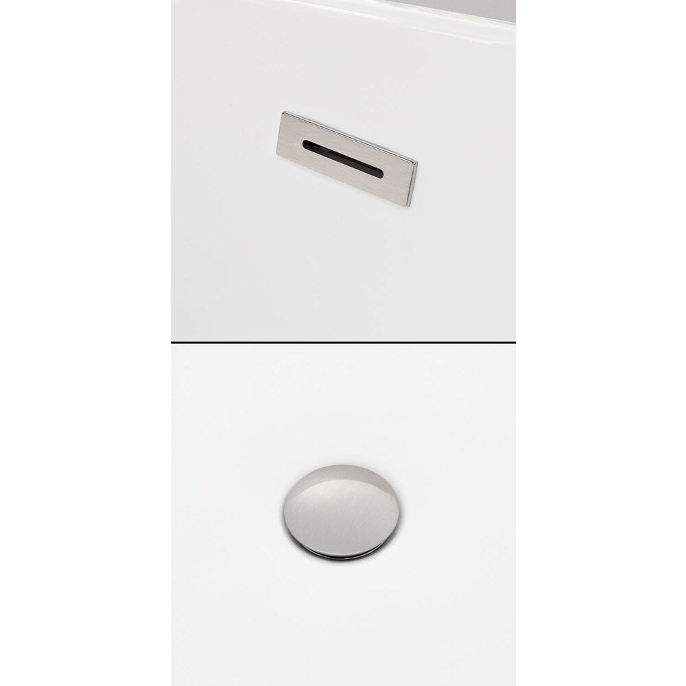 Rebecca 65 Inch Freestanding White Bathtub, Brushed Nickel Tub Filler & Trim Kit