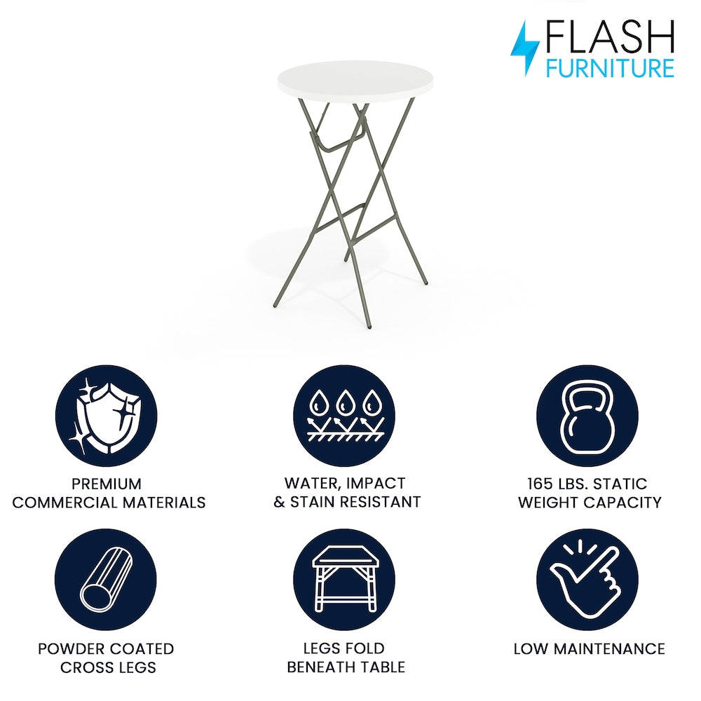 32-inch Dia. Round Plastic Folding Bar Table