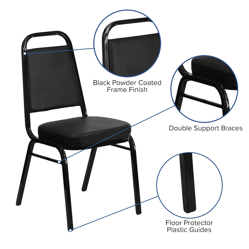 Chaise de banquet à dossier trapézoïdal