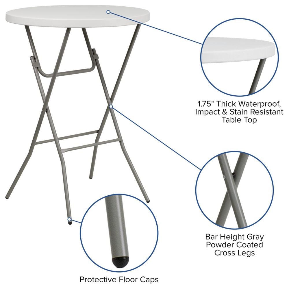 32RND Plastic Fold Bar Table