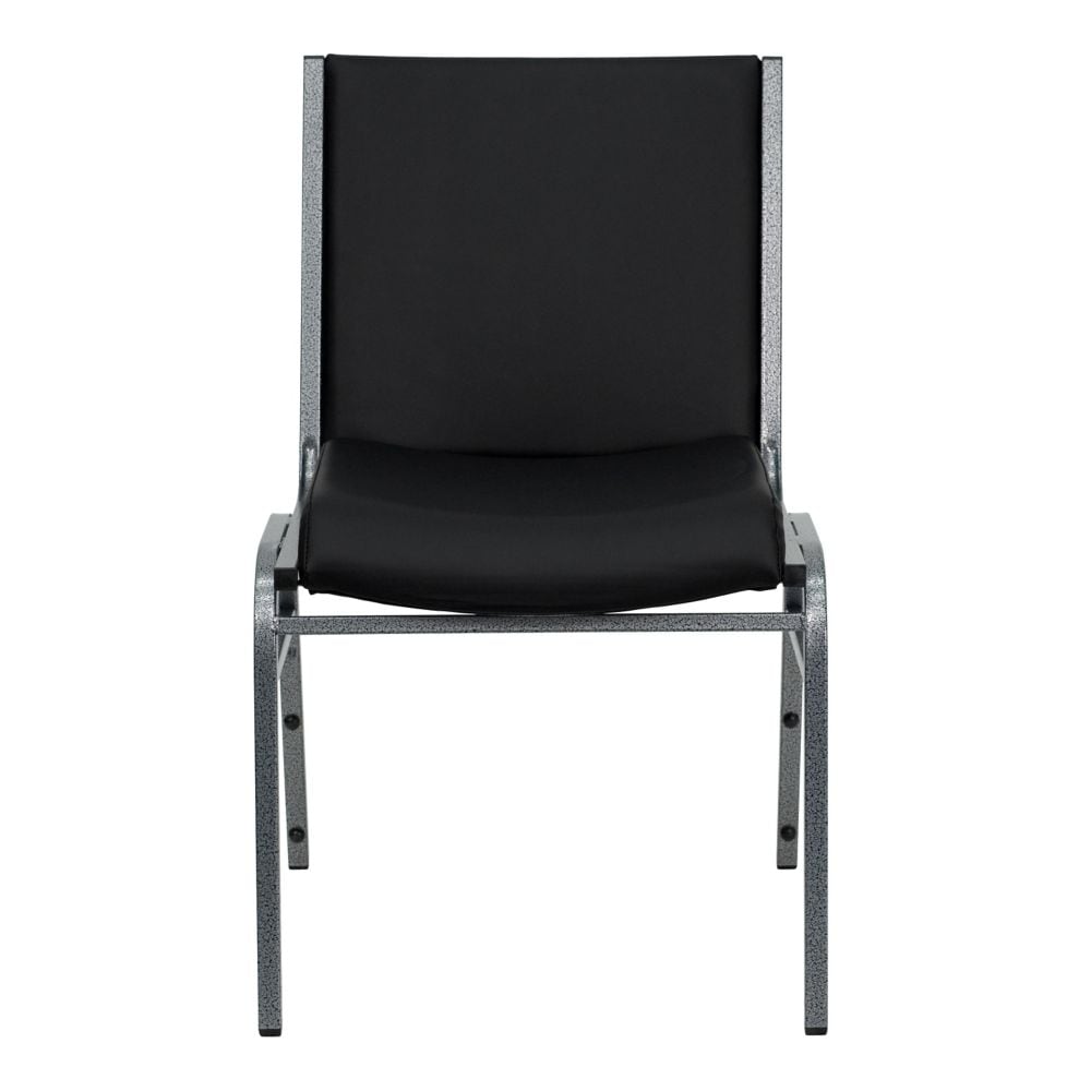 Heavy Duty Stackable Metal and Vinyl Chair in Black