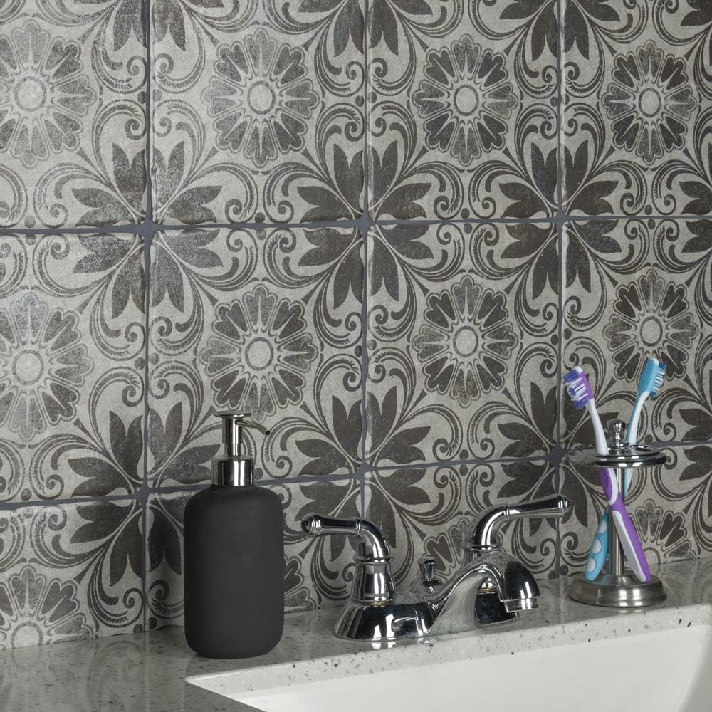 Carreaux de sol et de mur en céramique Costa Cendra Decor Dahlia de 7 3/4 po x 7 3/4 po (11,11 pi2/boîte)