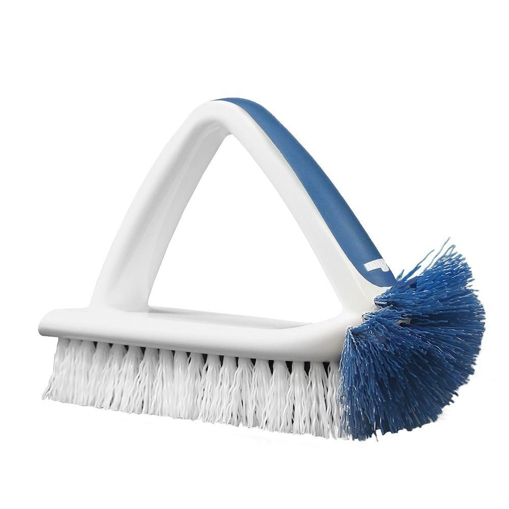 2-in-1 Bath & Tile Brush with Handle and Integrated Scraper