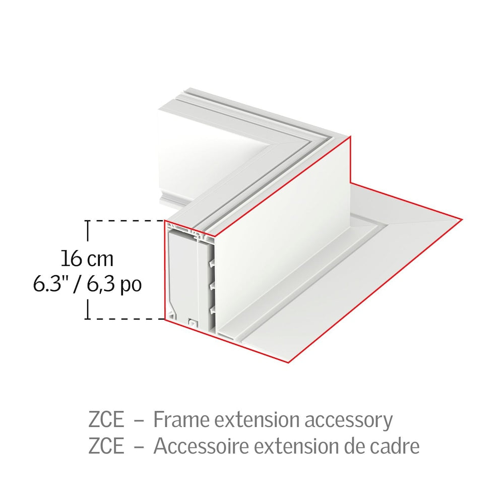 Base de bordure ZCE pour puits de lumière pour toit plat - taille 060090 - hauteur 15 cm