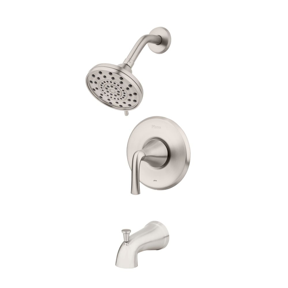 Ensemble de baignoire et de douche en nickel brossé Ladera/robinet de baignoire et de douche avec pomme de douche à 3 fonctions et robinet de baignoire