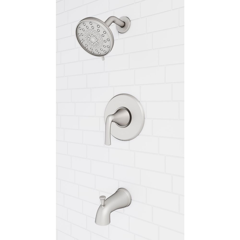 Ensemble de baignoire et de douche en nickel brossé Ladera/robinet de baignoire et de douche avec pomme de douche à 3 fonctions et robinet de baignoire