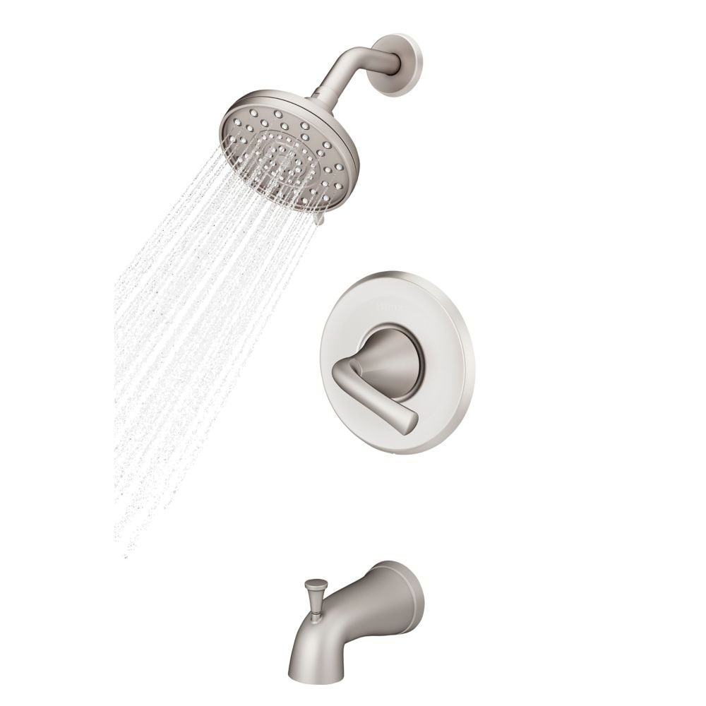 Ensemble de baignoire et de douche en nickel brossé Ladera/robinet de baignoire et de douche avec pomme de douche à 3 fonctions et robinet de baignoire