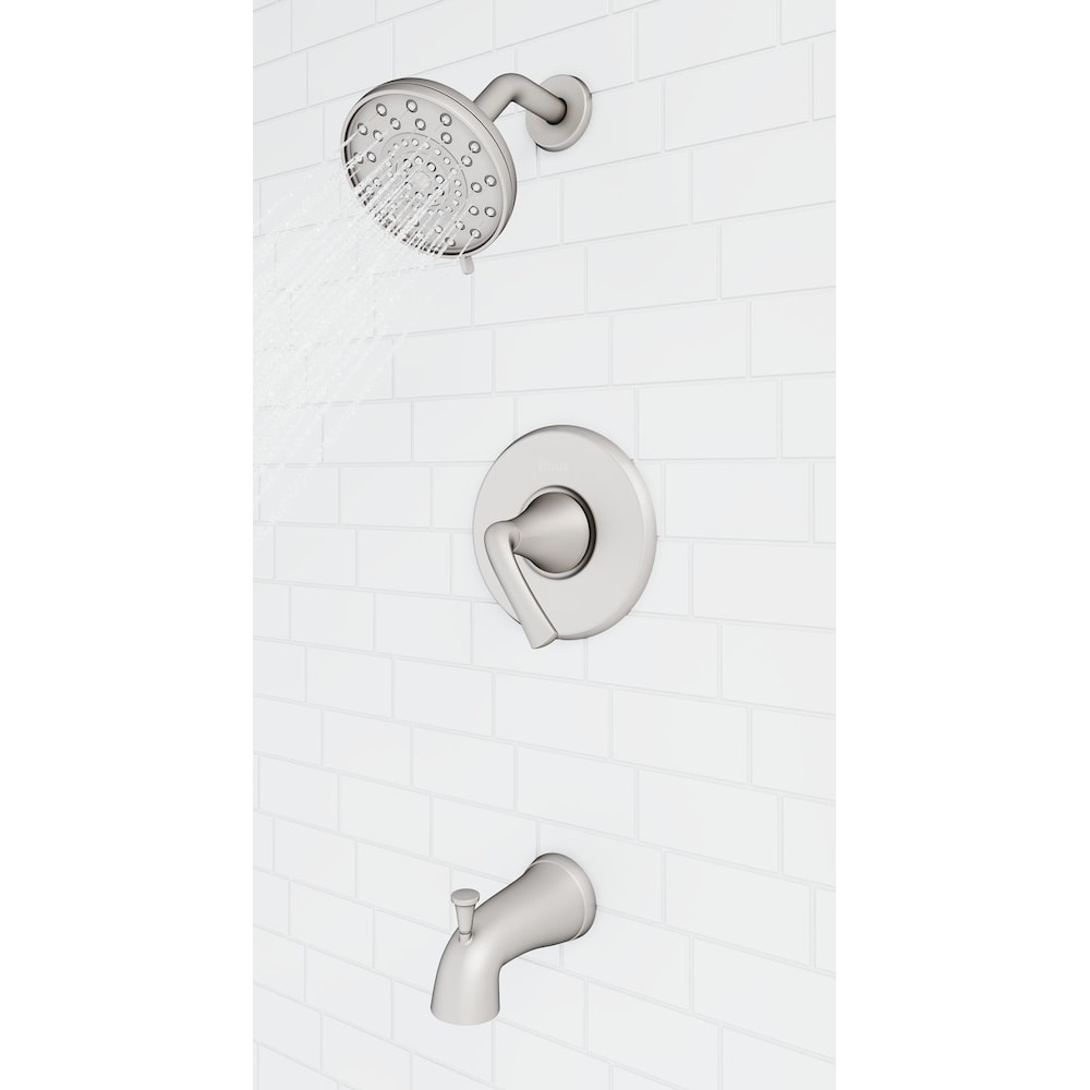 Ensemble de baignoire et de douche en nickel brossé Ladera/robinet de baignoire et de douche avec pomme de douche à 3 fonctions et robinet de baignoire