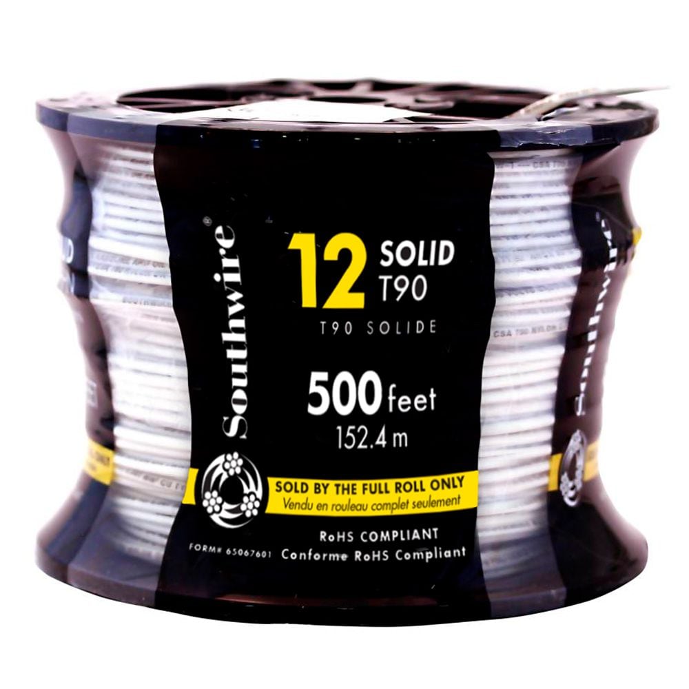 Fil électrique solide T90 12 AWG 150M - Blanc