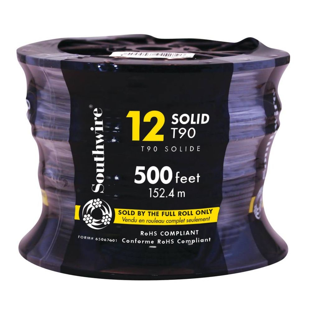 T90 12 AWG 150M Solid Electrical Wire - Black