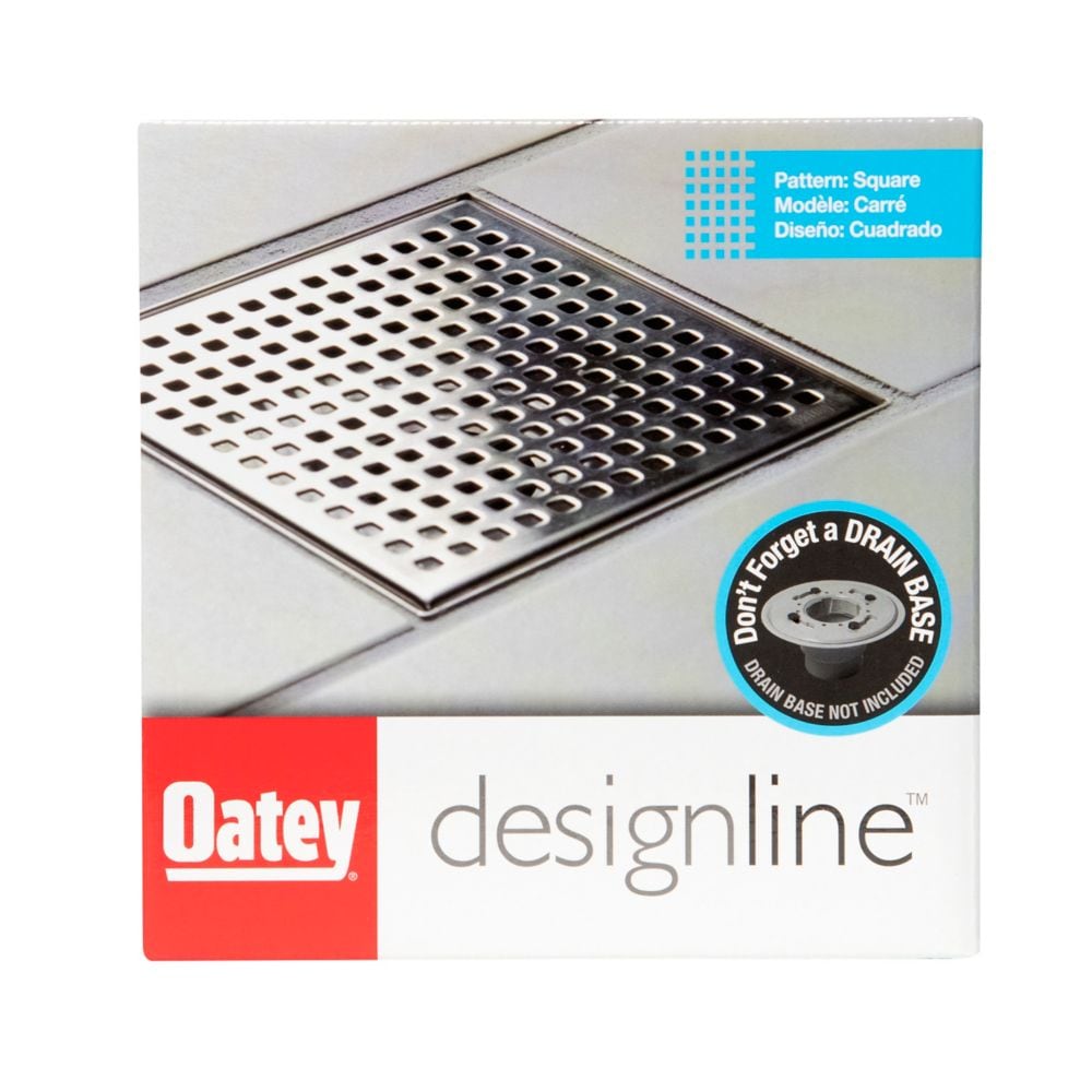 Designline Drain de douche carré en acier inoxydable de 6 po x 6 po avec couvercle de drain à motif carré