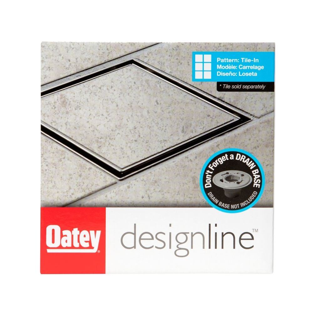 Designline Drain de douche carré en acier inoxydable de 6 po x 6 po avec couvercle de drain à motif carrelé