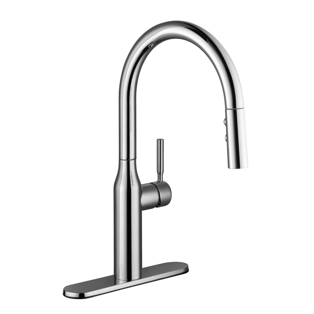 Robinet de cuisine à poignée unique Upson à bec rétractable en chrome