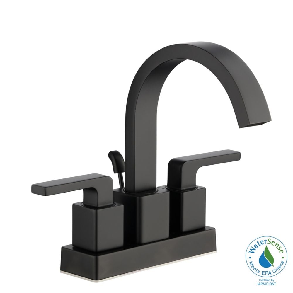 Robinet de salle de bain central Farrington de 4 pouces en noir mat