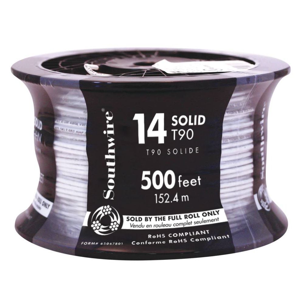 Fil électrique solide T90 14 AWG 150 m - Blanc