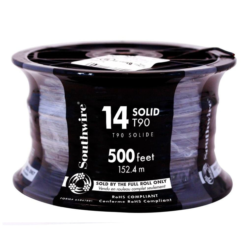 Fil électrique solide T90 14 AWG 150M - Noir