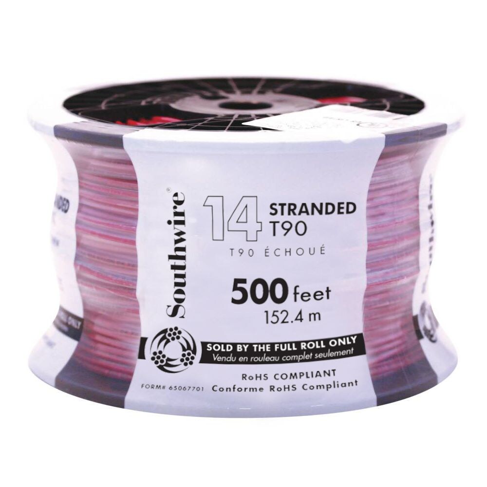 Fil électrique toronné T90 14 AWG 150 m - Rouge