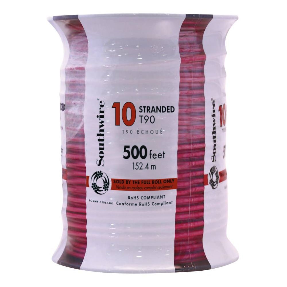 Fil électrique toronné T90 10 AWG 150M - Rouge
