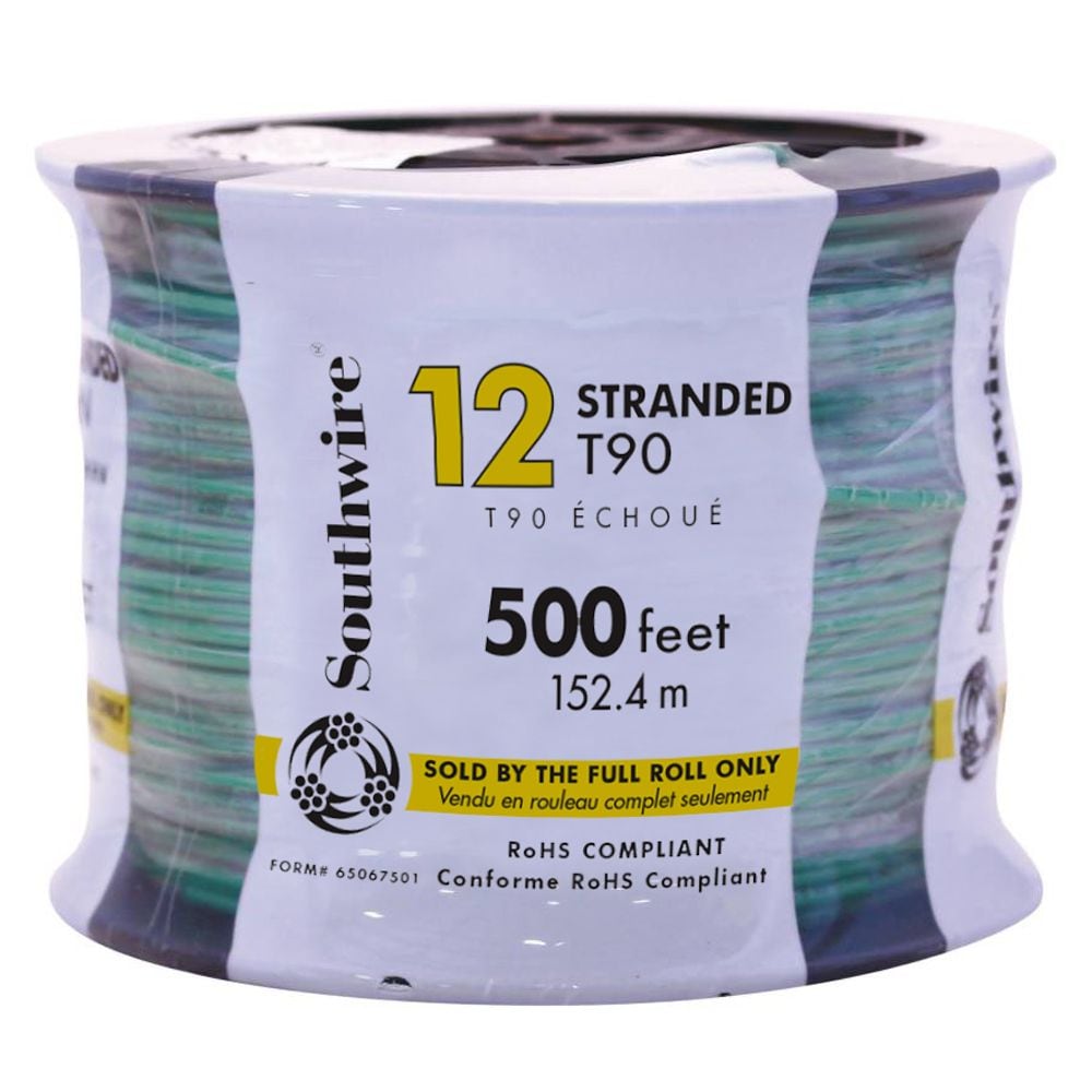 Fil électrique toronné T90 12 AWG 150M - Vert