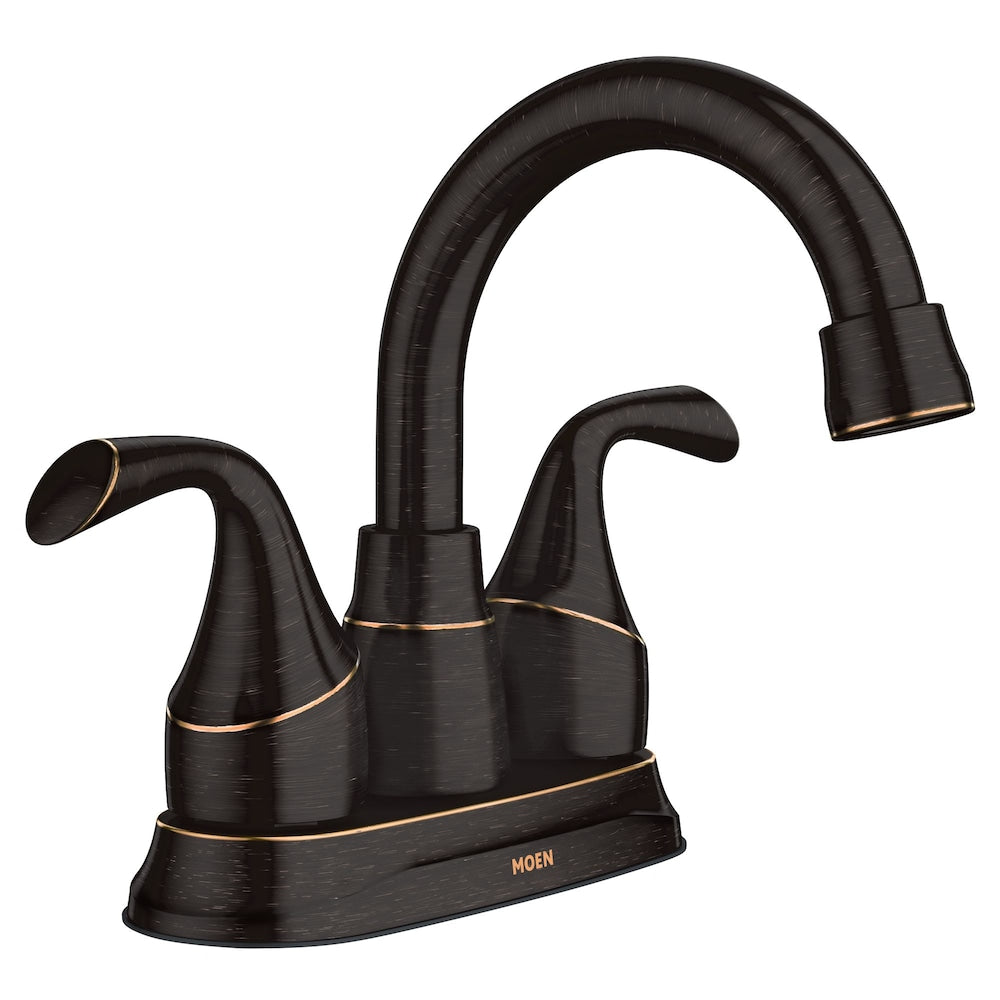 Robinet de lavabo de salle de bain central Idora à 2 poignées de 4 pouces en bronze méditerranéen (drain et valve inclus)