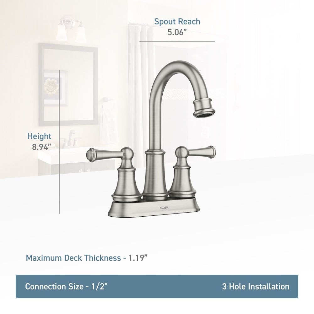 Brecklyn 2 Handle 4-inch Centerset Bathroom Sink Faucet/Tap in Spot Resistant Brushed Nickel (Drain and Valve Included)