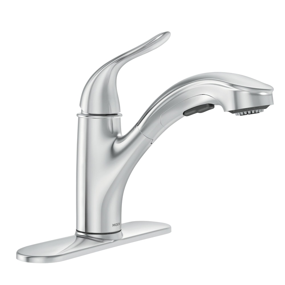 Robinet de cuisine à poignée unique et pulvérisateur extractible Brecklyn avec Power Clean en chrome