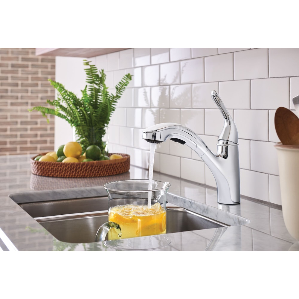 Robinet de cuisine à poignée unique et pulvérisateur extractible Brecklyn avec Power Clean en chrome