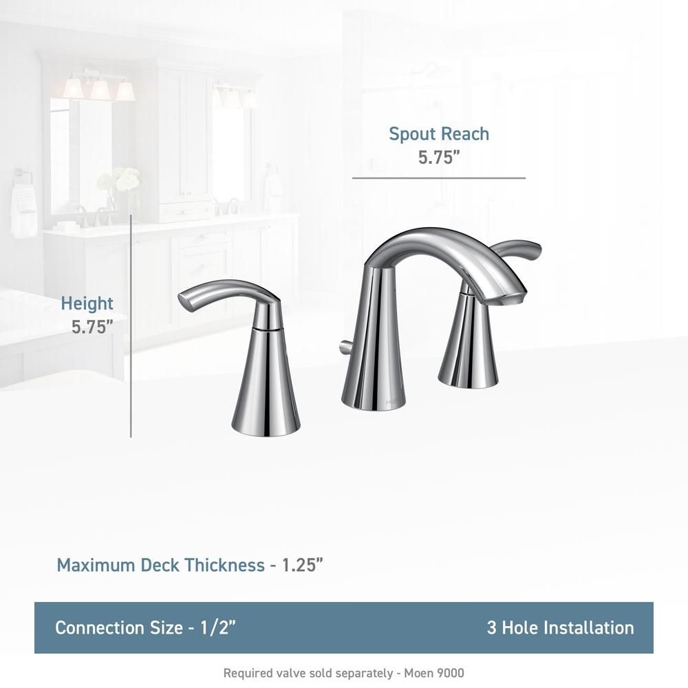 Robinet de lavabo de salle de bain à 2 poignées Glyde de 8 à 16 pouces en chrome (drain inclus; valve non incluse)