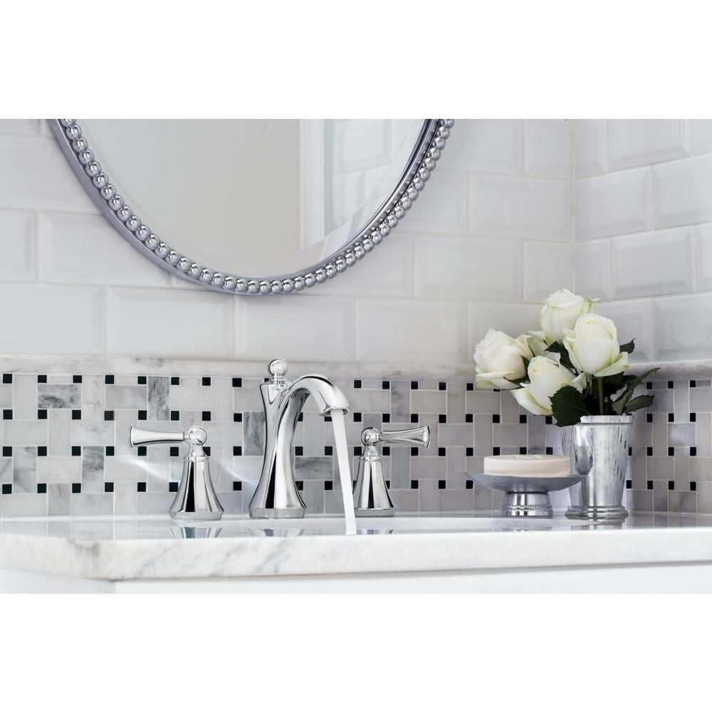 Robinet de lavabo de salle de bain à 2 poignées Wynford de 8 à 16 pouces en chrome (drain inclus; valve non incluse)