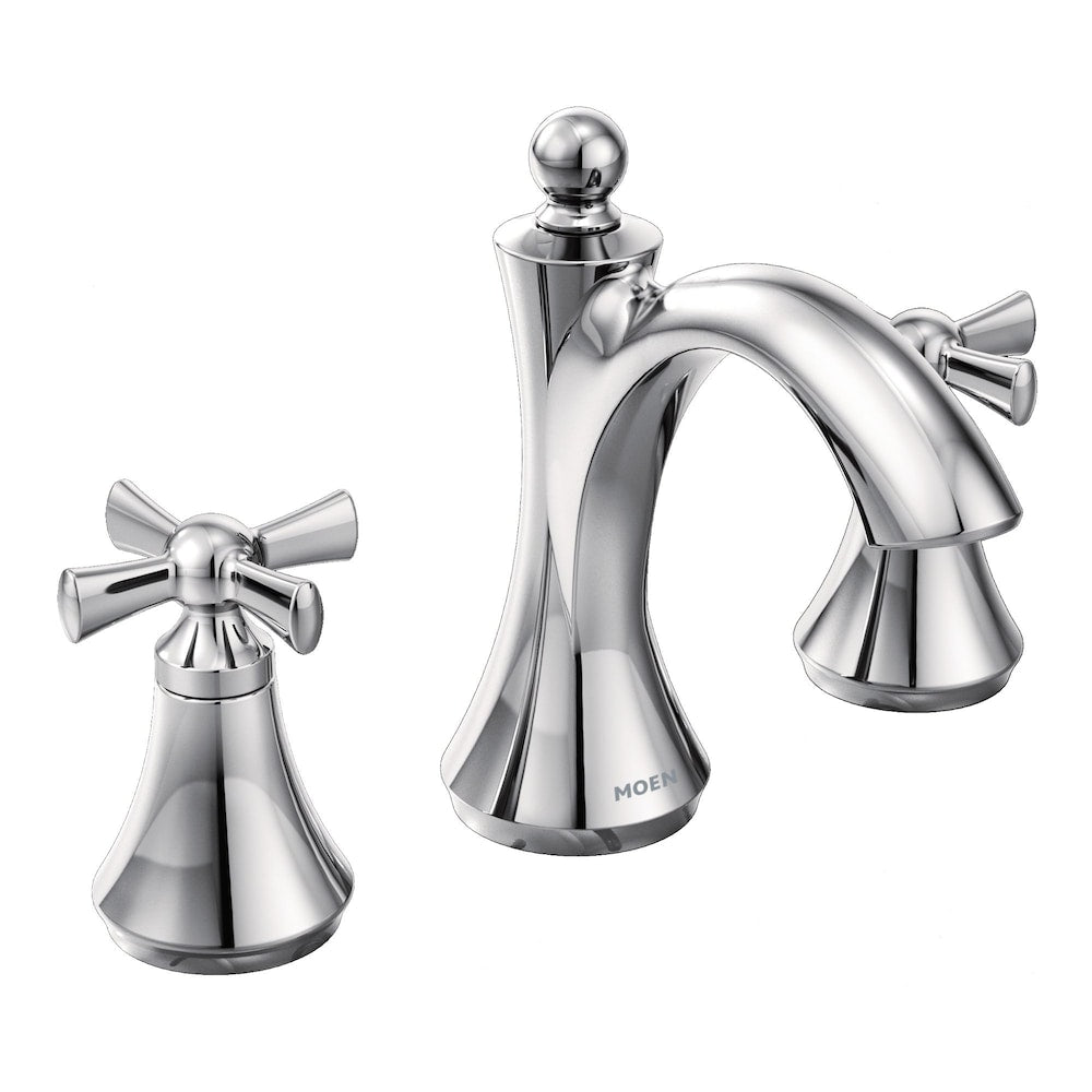Wynford 2 Handle 8-to-16-Inch Widespread Bathroom Sink Faucet/Tap in Chrome (Drain Included; Valve Not Included)