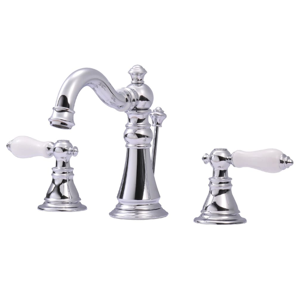 Robinet de salle de bain classique à grand arc et à 2 poignées de 8 pouces en chrome