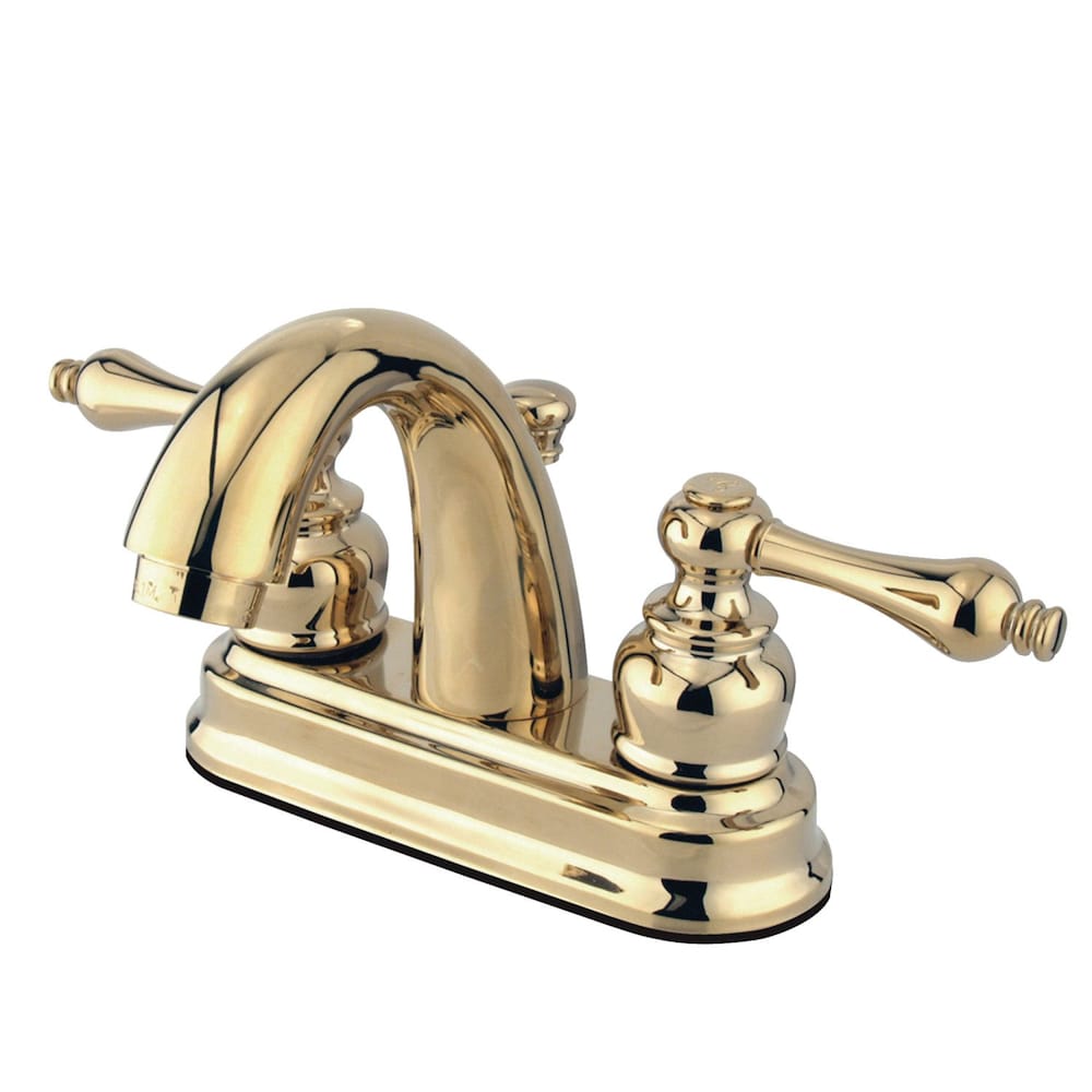 Robinet de salle de bain à arc moyen à 2 poignées et à ensemble central de 4 pouces Restoration en laiton poli