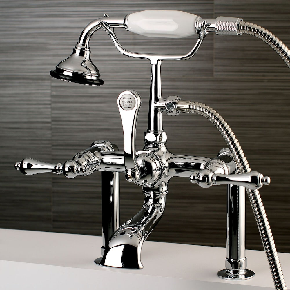 Double Slipper 6 ft. Cast Iron Clawfoot Bathtub in White and Faucet Combo in Chrome