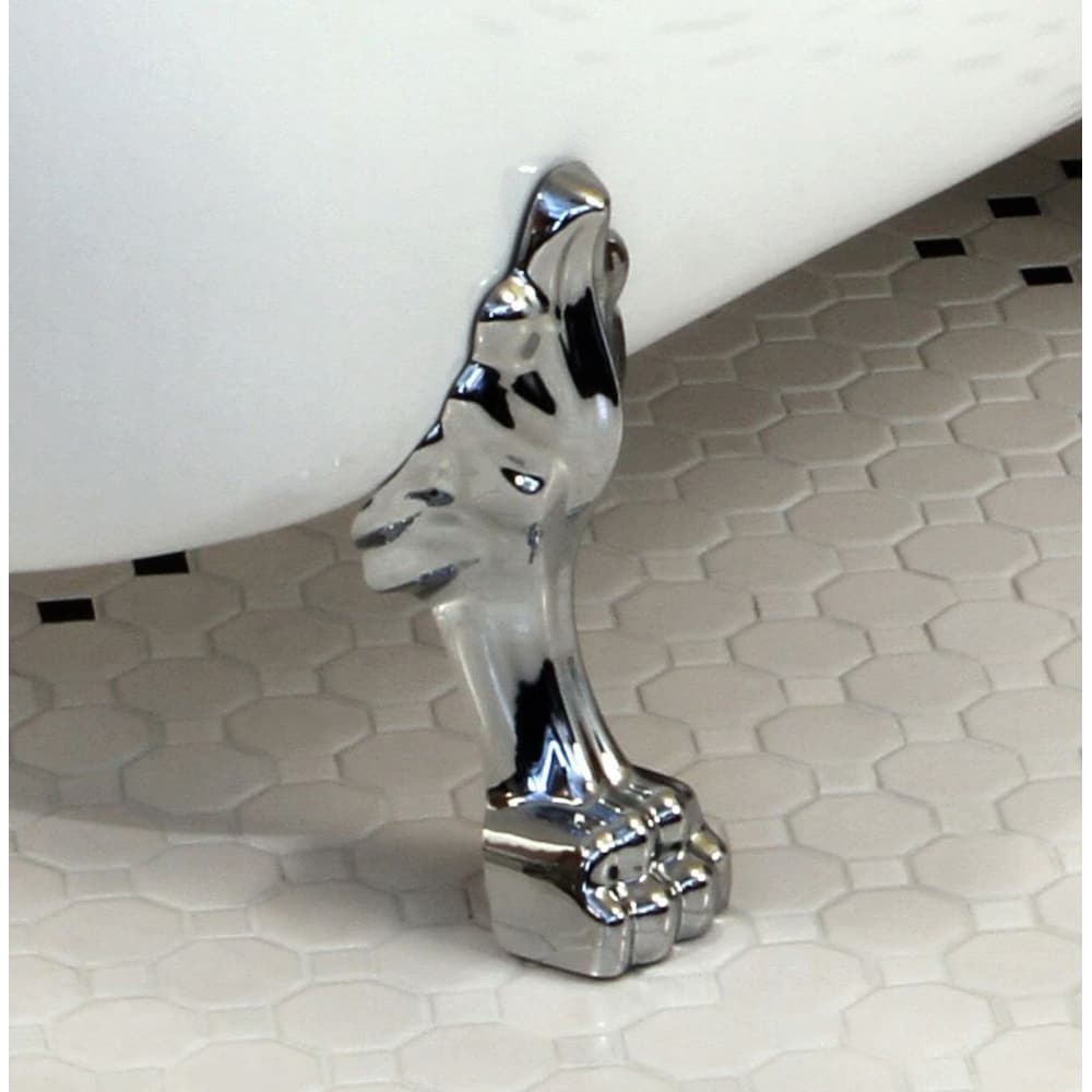 Slipper 5.6 ft. Acrylic Clawfoot Bathtub in White and Faucet Combo in Chrome