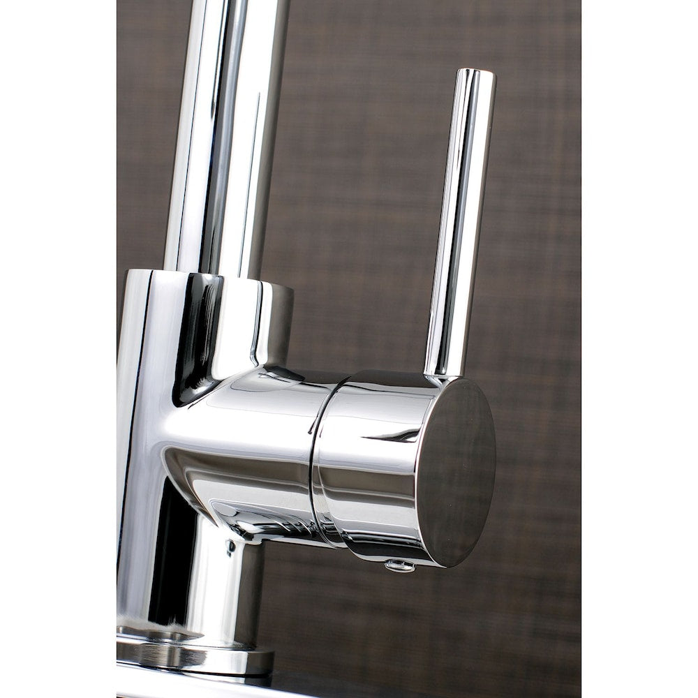 Robinet de cuisine contemporain à poignée unique et pulvérisateur rétractable en chrome poli
