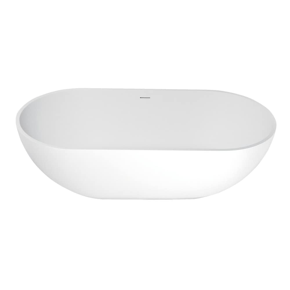 Baignoire autoportante à fond plat en pierre mate à surface solide Bryanna de 70 pouces en blanc