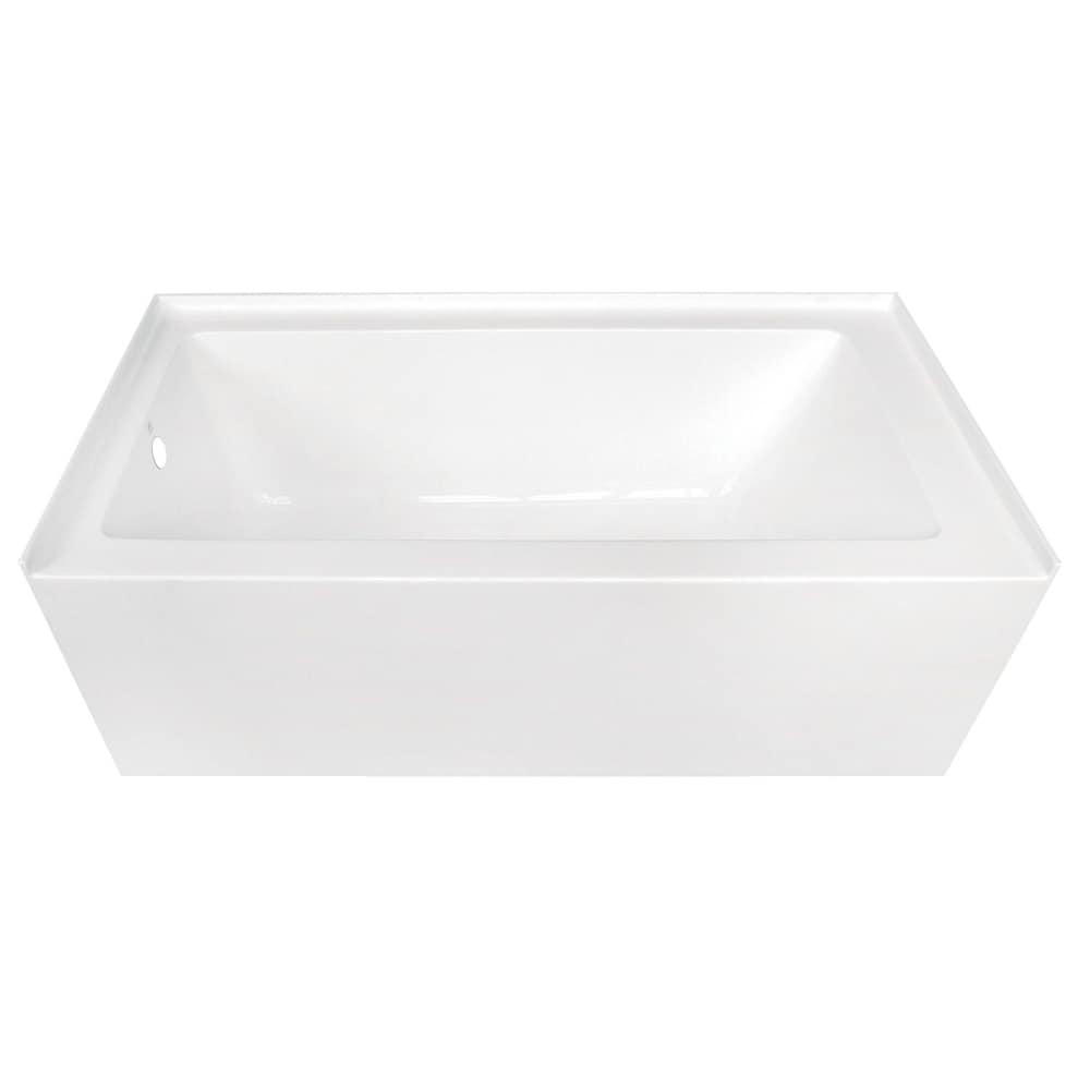 Baignoire en alcôve rectangulaire contemporaine en acrylique de 5 pieds avec drain à gauche en blanc