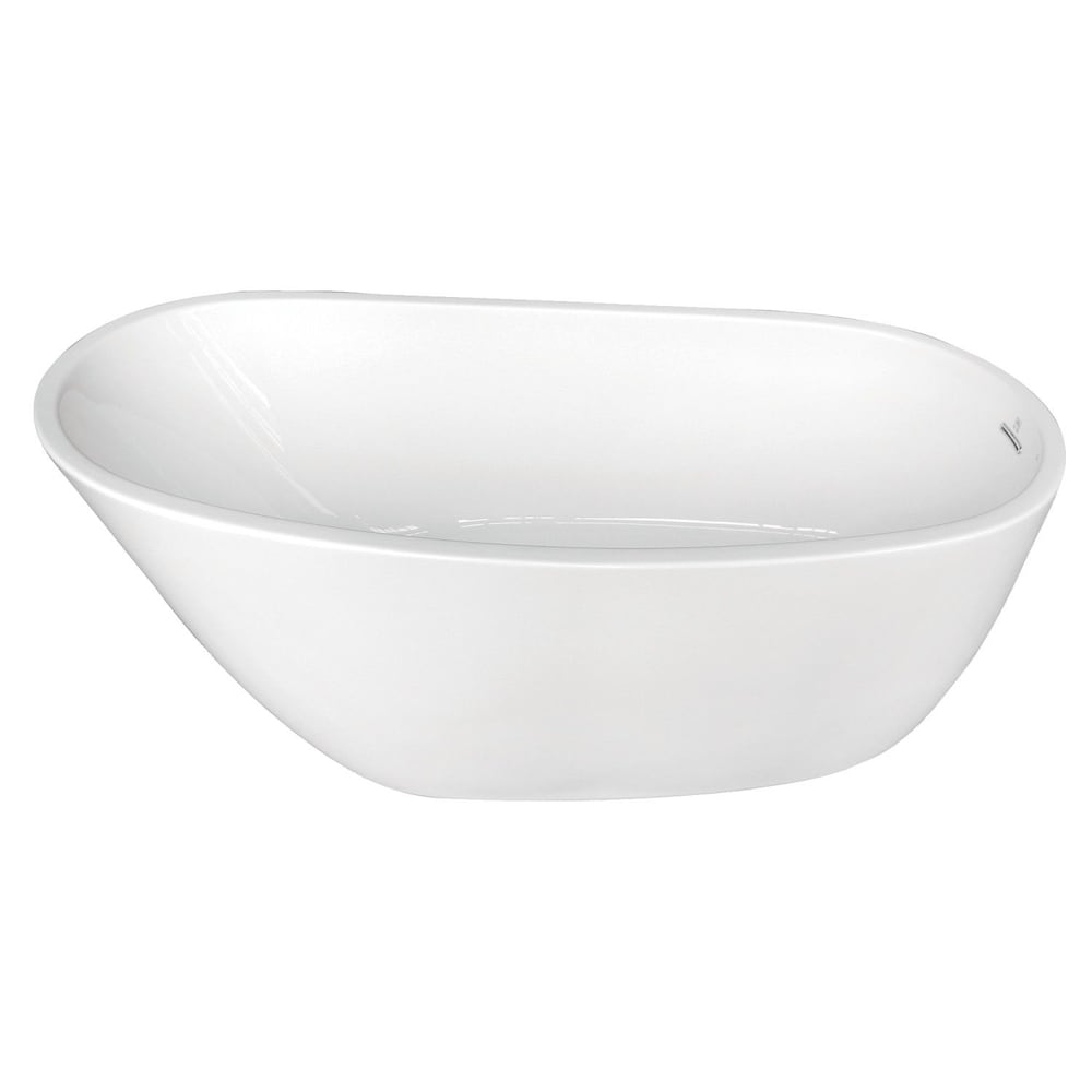 Fusion 4.9 ft. Front Drain Flat-bottom Freestanding Bathtub in White