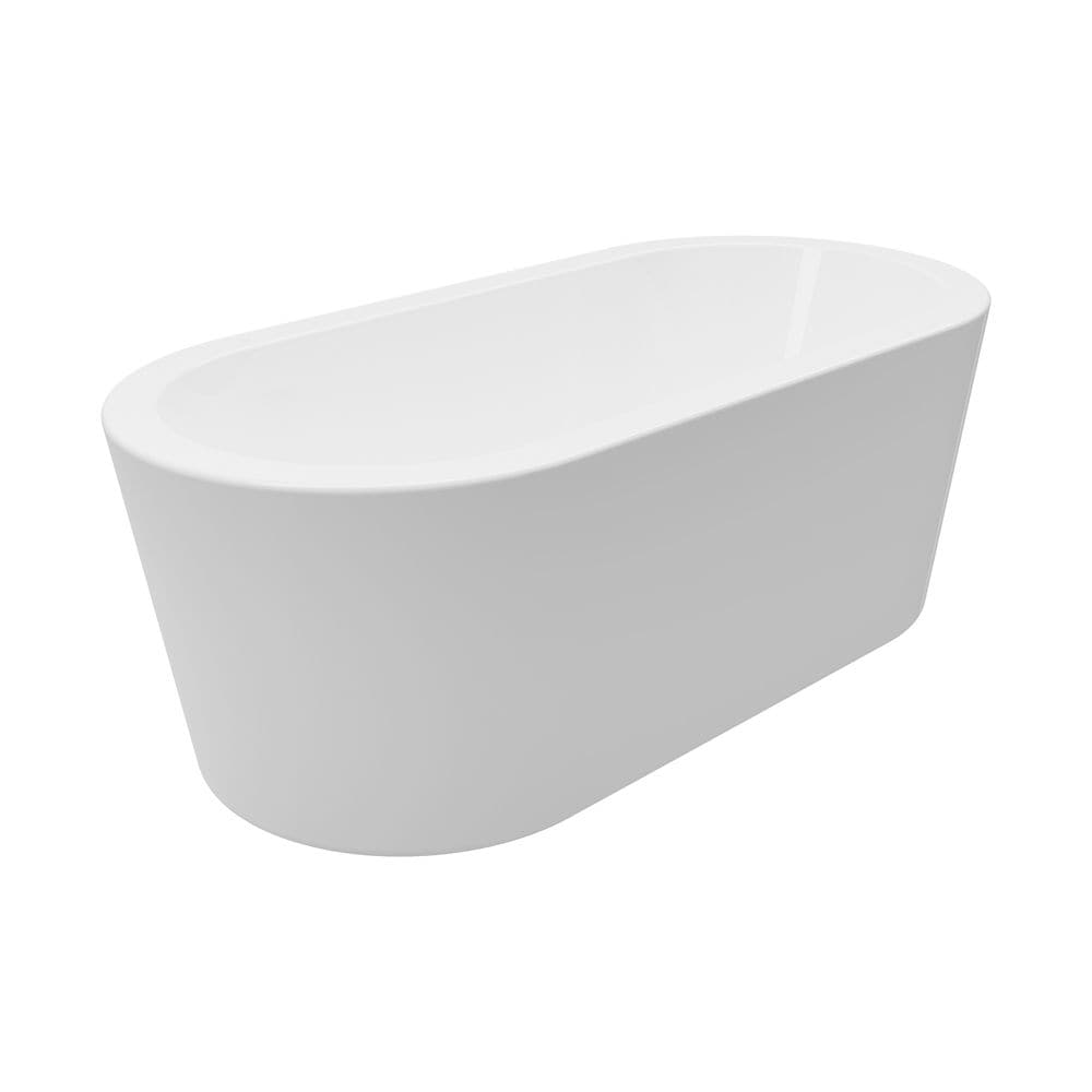 Baignoire autoportante en acrylique à fond plat Dexter de 71 pouces en blanc sans robinet