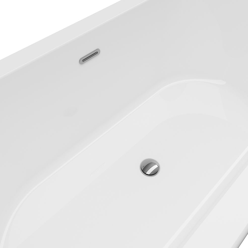 Baignoire autoportante en acrylique à fond plat Dexter de 71 pouces en blanc sans robinet