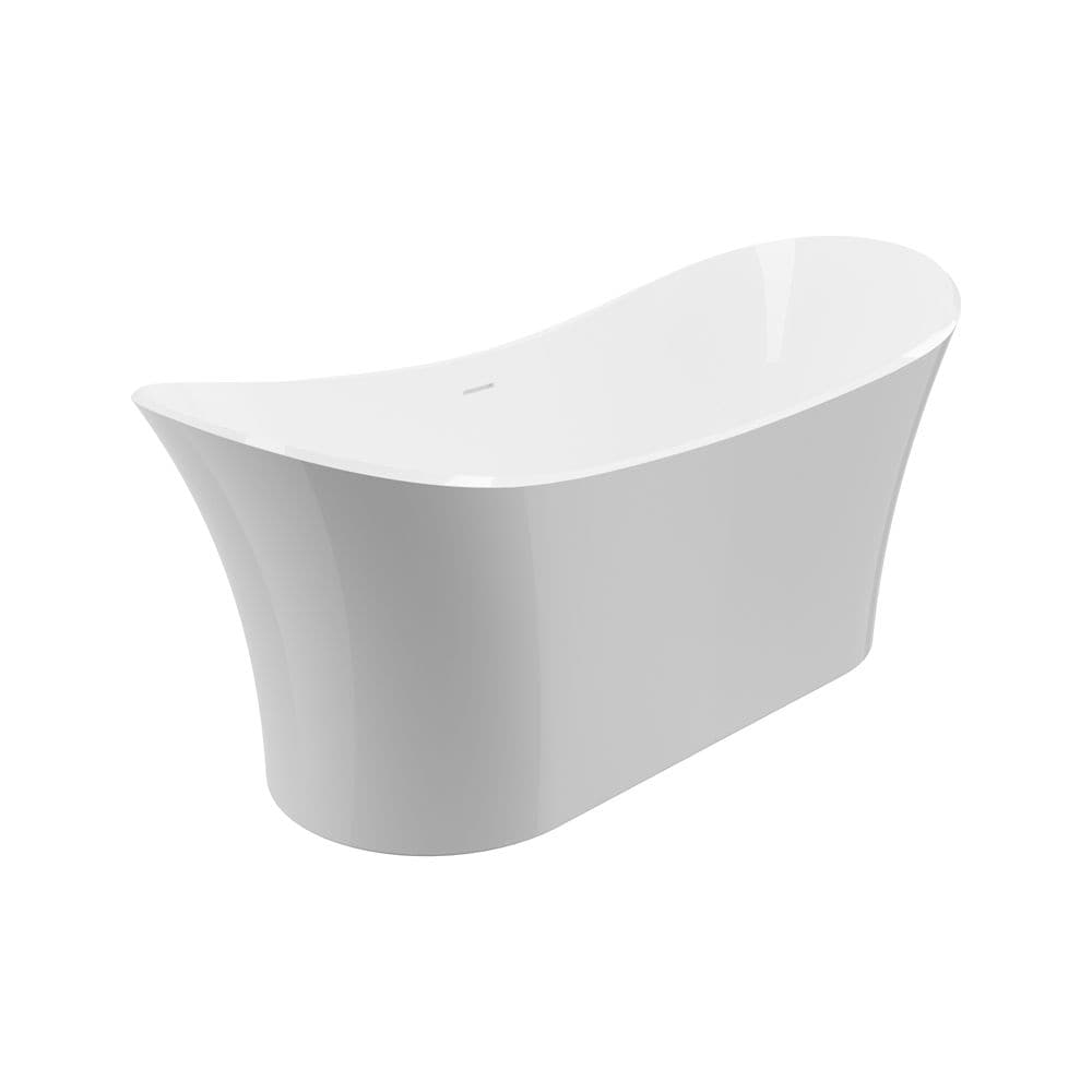 Baignoire autoportante à fond plat en résine solide Ariel de 69 pouces en blanc sans robinet