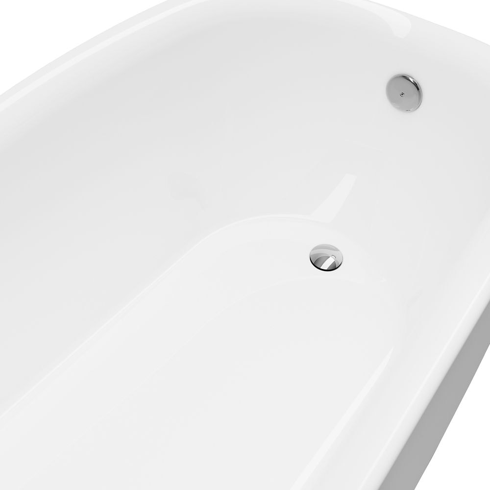 Baignoire autoportante en acrylique Kyan de 68 pouces à fond plat en blanc sans robinet